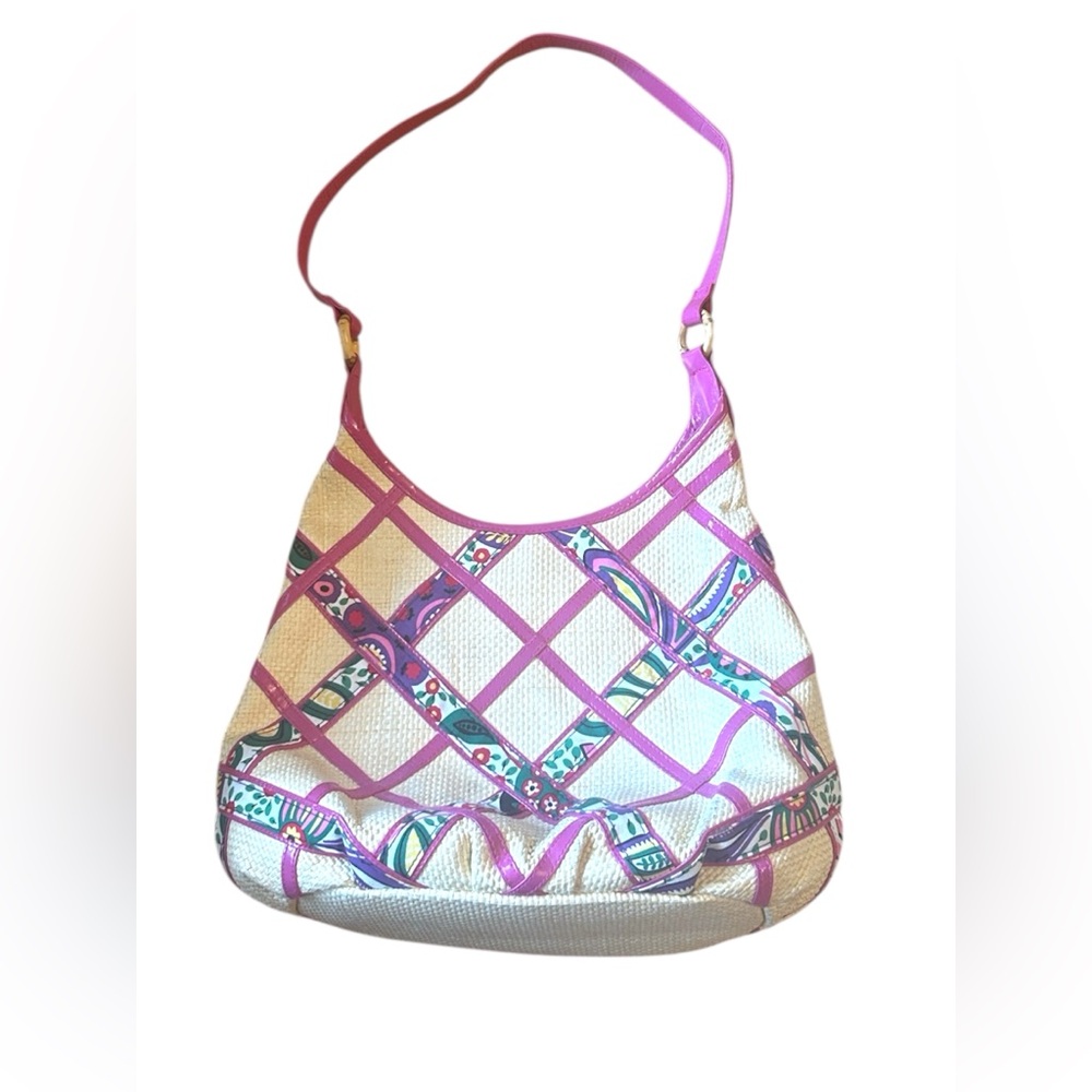 Vera Bradley Purse Viva La Vera Retired Rattan Straw Hobo Shoulder Bag Pink - Picture 5 of 16